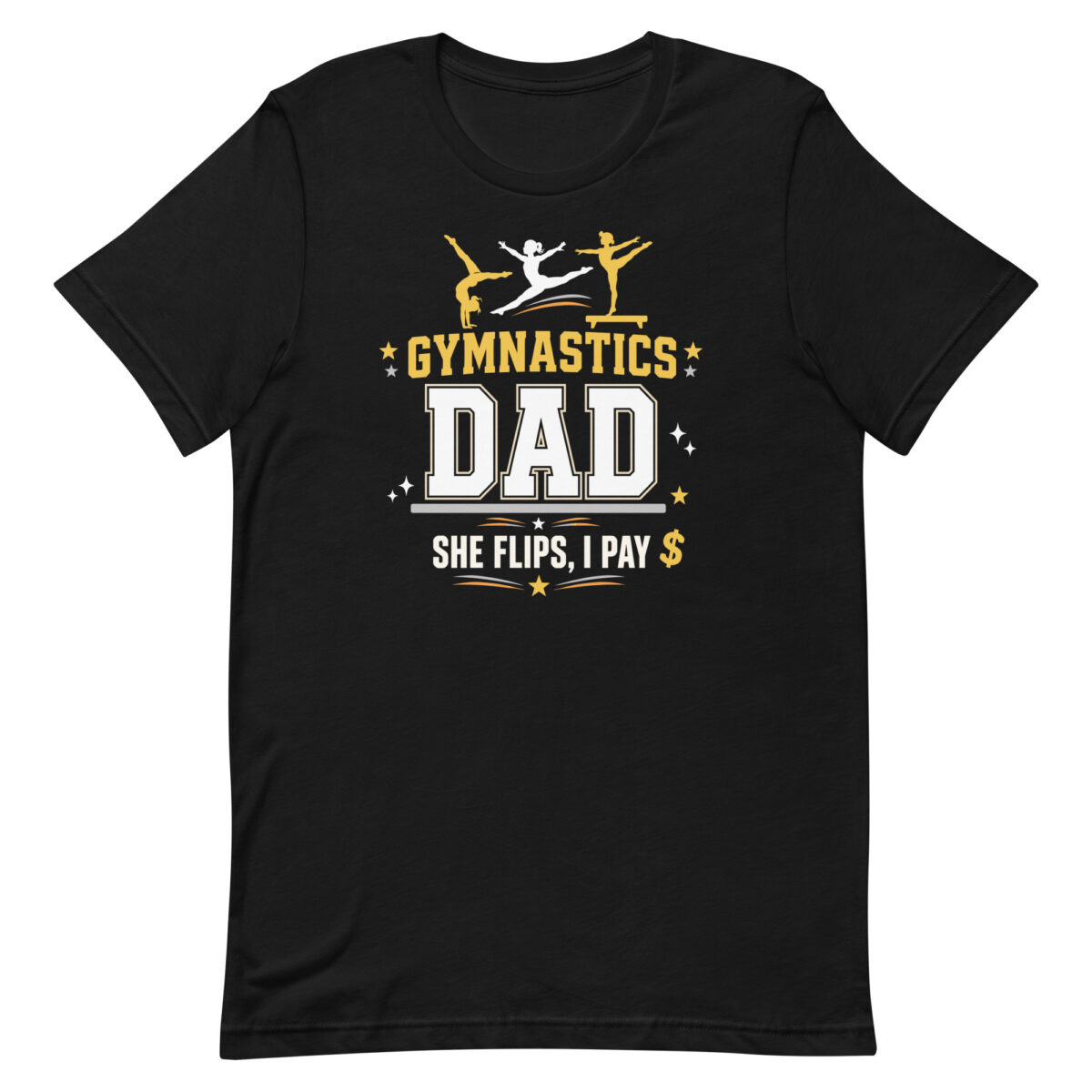 Black Gymnastics Dad graphic T-shirt design