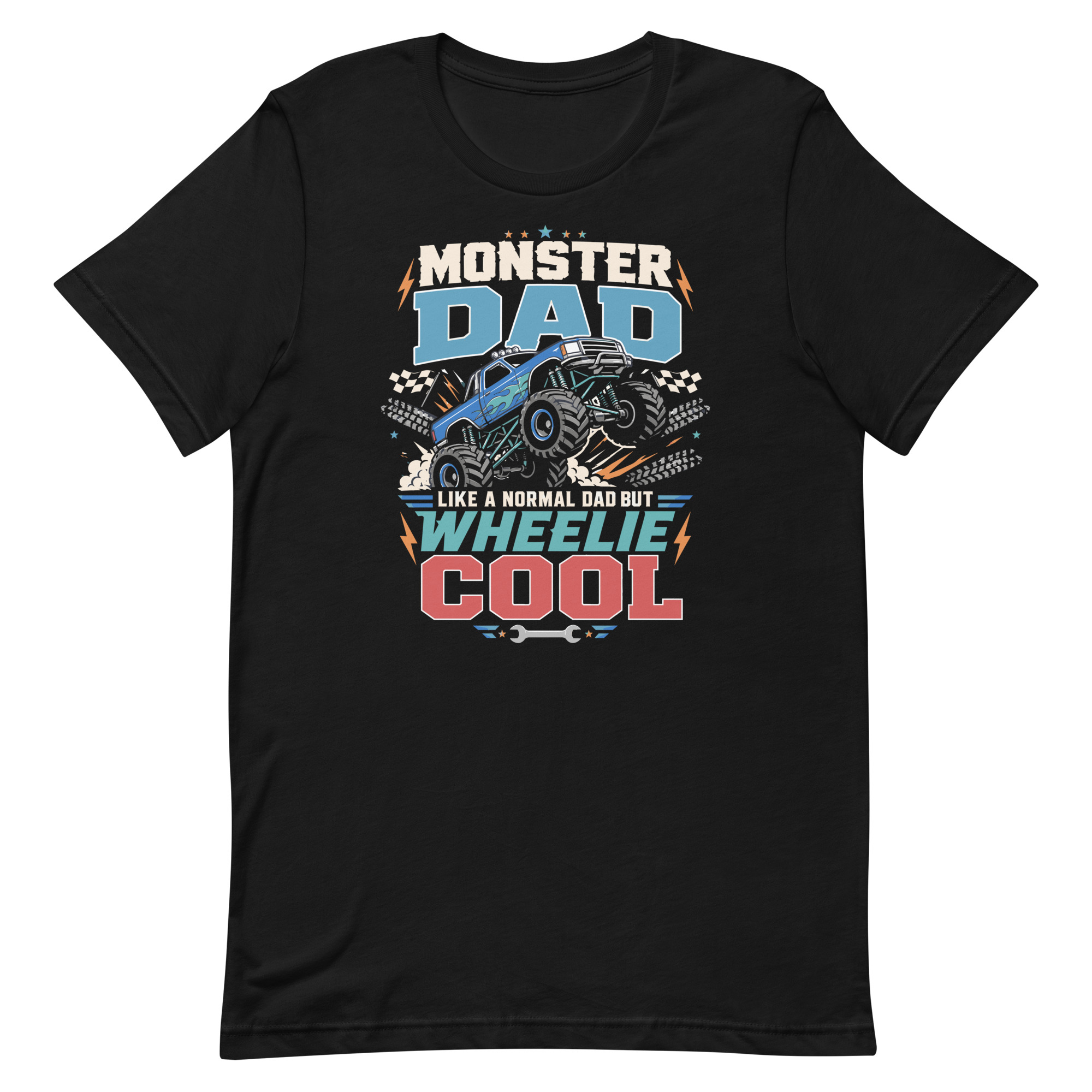 unisex-staple-t-shirt-black-front-6a6f64c7e5496.jpg Monster Dad monster truck graphic T-shirt