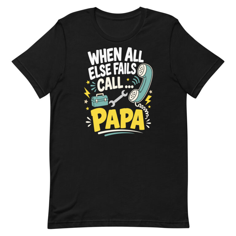 Black T-shirt with funny Papa repair graphic