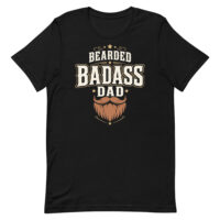 Black T-shirt with Bearded Badass Dad design