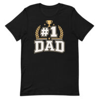 Black #1 Dad T-shirt with trophy graphic