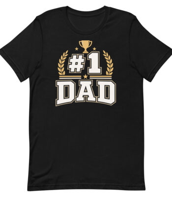 Black #1 Dad T-shirt with trophy graphic