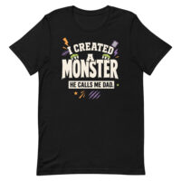 Black T-shirt with funny monster dad quote