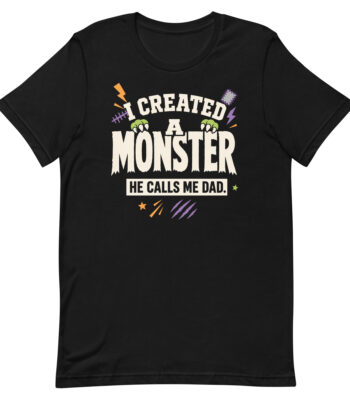 Black T-shirt with funny monster dad quote