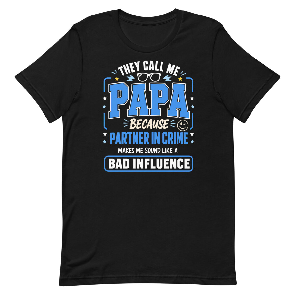 Black T-shirt with funny Papa quote design
