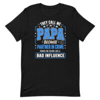 Black T-shirt with funny Papa quote design