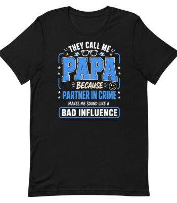 Black T-shirt with funny Papa quote design