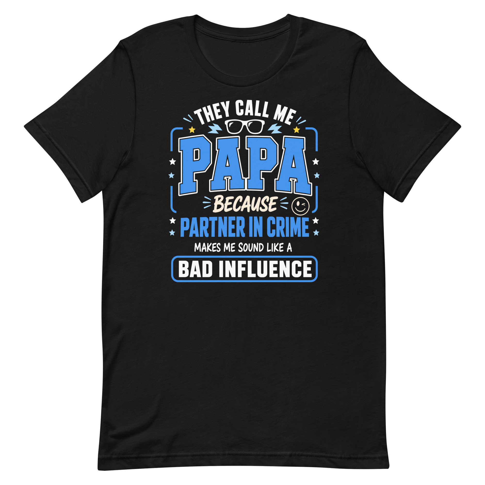 unisex-staple-t-shirt-black-front-6a6f7dbcc9691.jpg Black T-shirt with funny Papa quote design