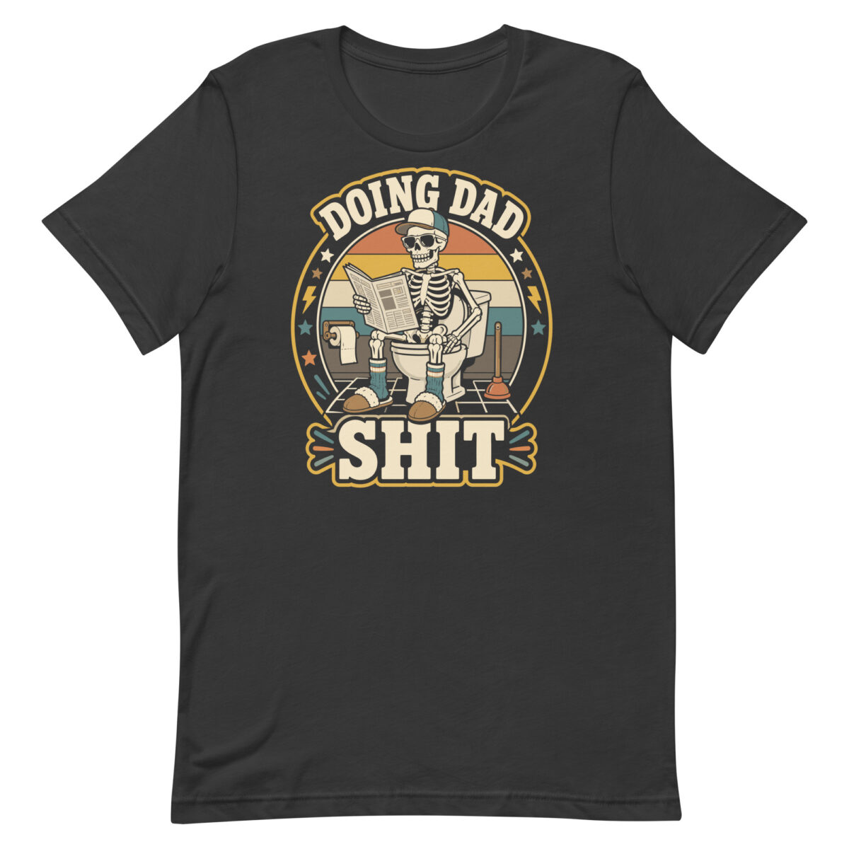 Funny skeleton dad bathroom graphic T-shirt design