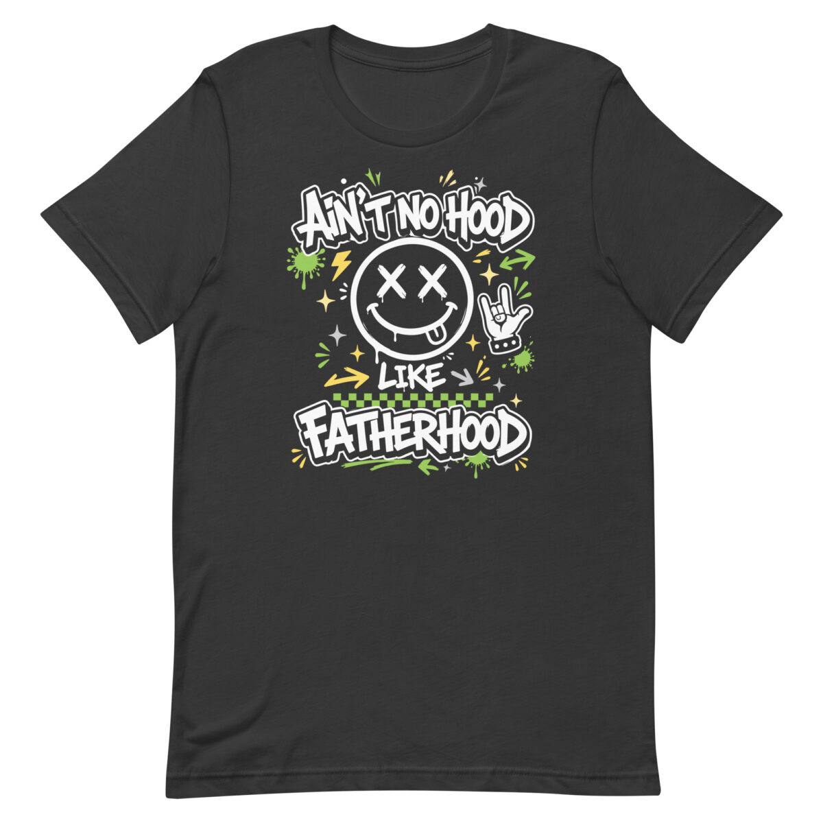 Black T-shirt with fatherhood graphic slogan