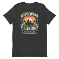 Father and son fishing sunset graphic T-shirt
