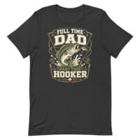Fishing-themed dad T-shirt with jumping bass graphic
