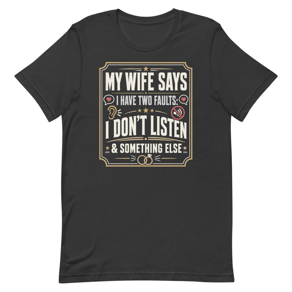 Black T-shirt with funny marriage quote