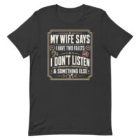 Black T-shirt with funny marriage quote