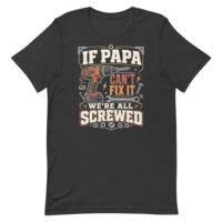 Black T-shirt with funny papa repair slogan