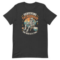 Skeleton dad relaxing with beer graphic T-shirt