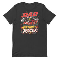 Black T-shirt with Dad of the Birthday Racer design