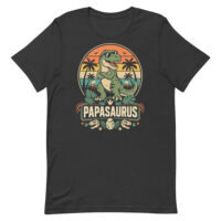 Papasaurus T-shirt with cool dinosaur sunset graphic