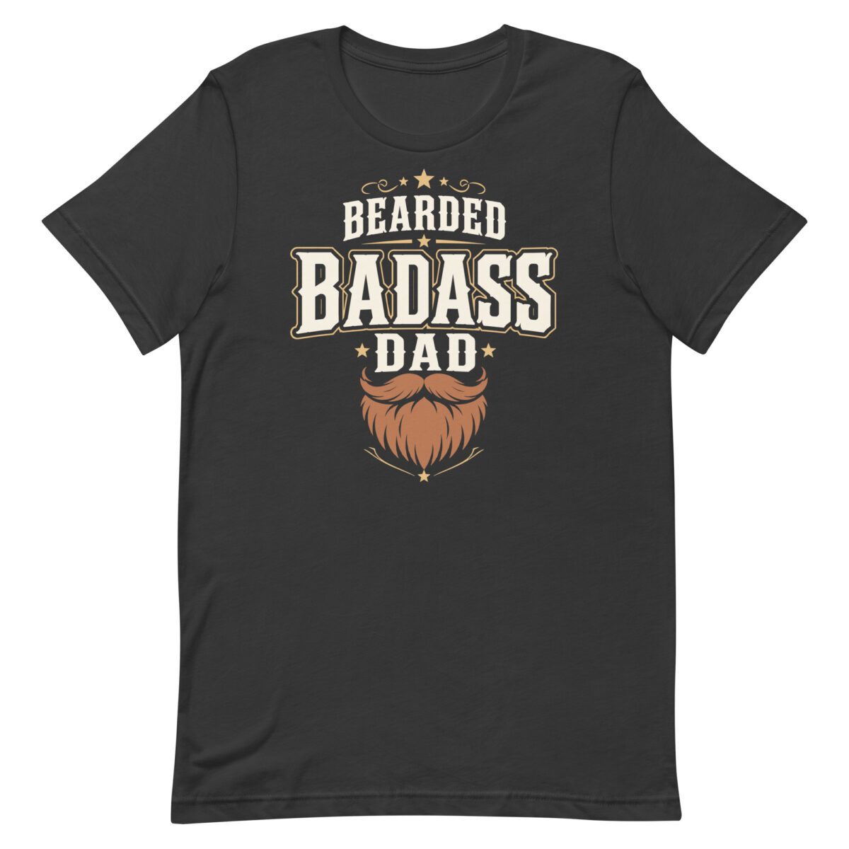 Black T-shirt with Bearded Badass Dad graphic