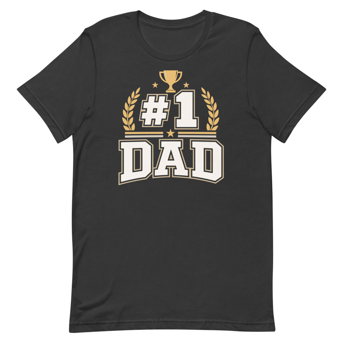 Black #1 Dad trophy graphic T-shirt