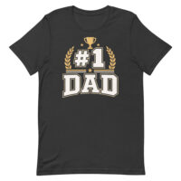 Black #1 Dad trophy graphic T-shirt