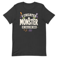 Black T-shirt with funny monster dad quote