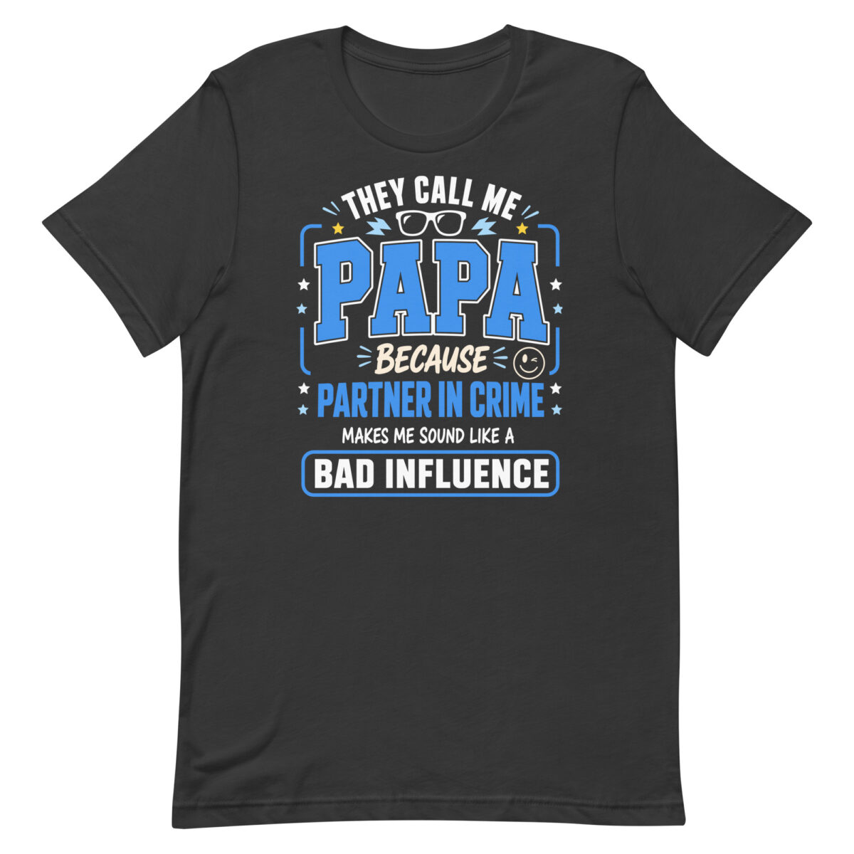 Black T-shirt with funny Papa quote design