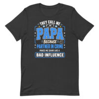 Black T-shirt with funny Papa quote design