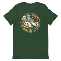 Green T-shirt with skeleton dad graphic and slogan