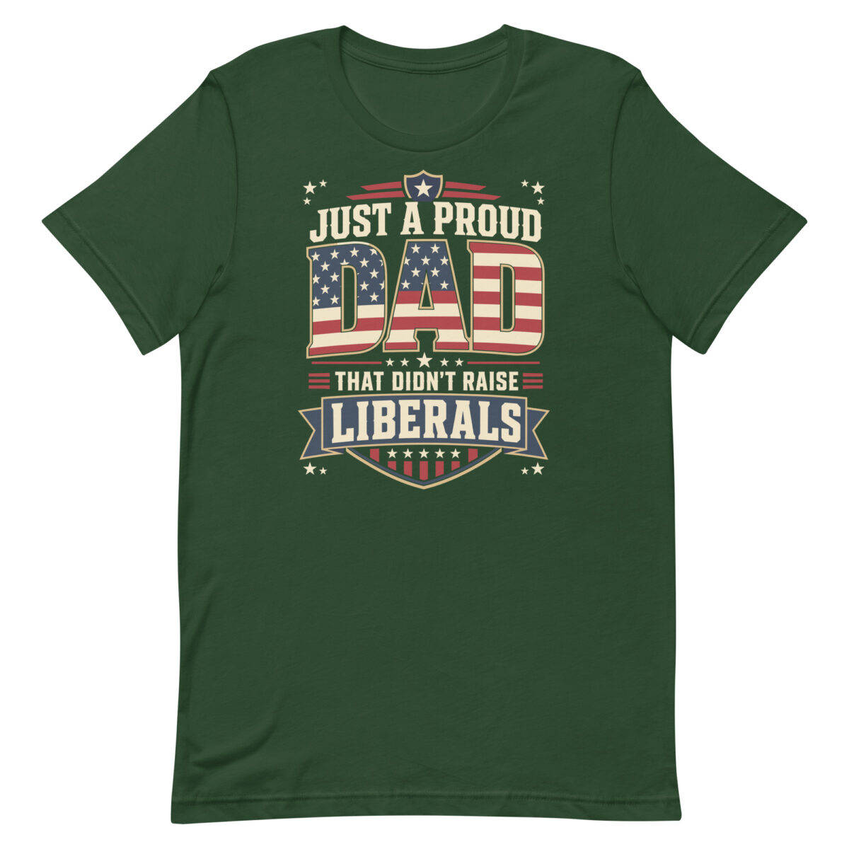 Green T-shirt with patriotic dad slogan design