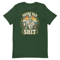 Green T-shirt with funny skeleton dad graphic