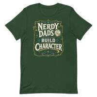 Green T-shirt with Nerdy Dads Build Character design