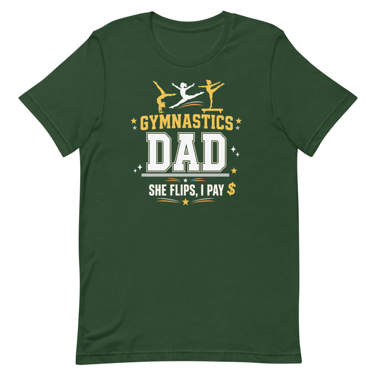 Green Gymnastics Dad graphic T-shirt design
