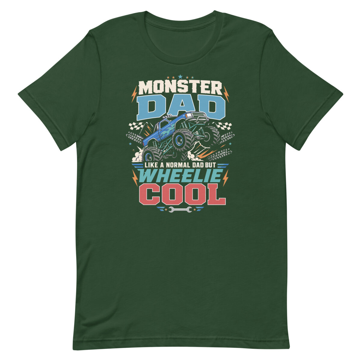 Green Monster Dad monster truck graphic T-shirt