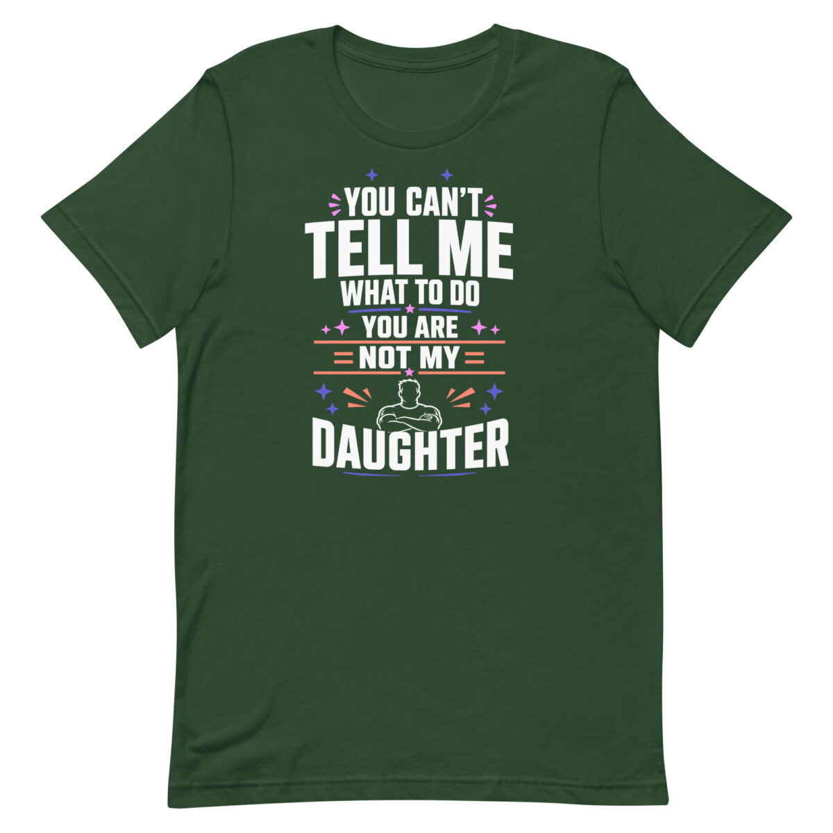 Green T-shirt with humorous parenting quote