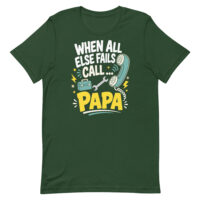 Green T-shirt with humorous Papa repair graphic