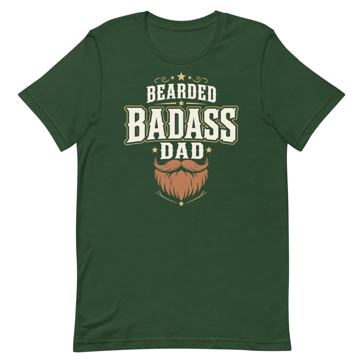 Green T-shirt with Bearded Badass Dad design