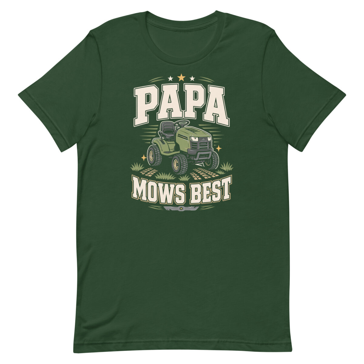 Green T-shirt with Papa Mows Best design