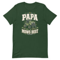 Green T-shirt with Papa Mows Best design