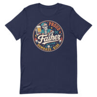 Skeleton dad graphic T-shirt with humorous slogan
