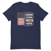 Navy T-shirt with patriotic husband father hero design