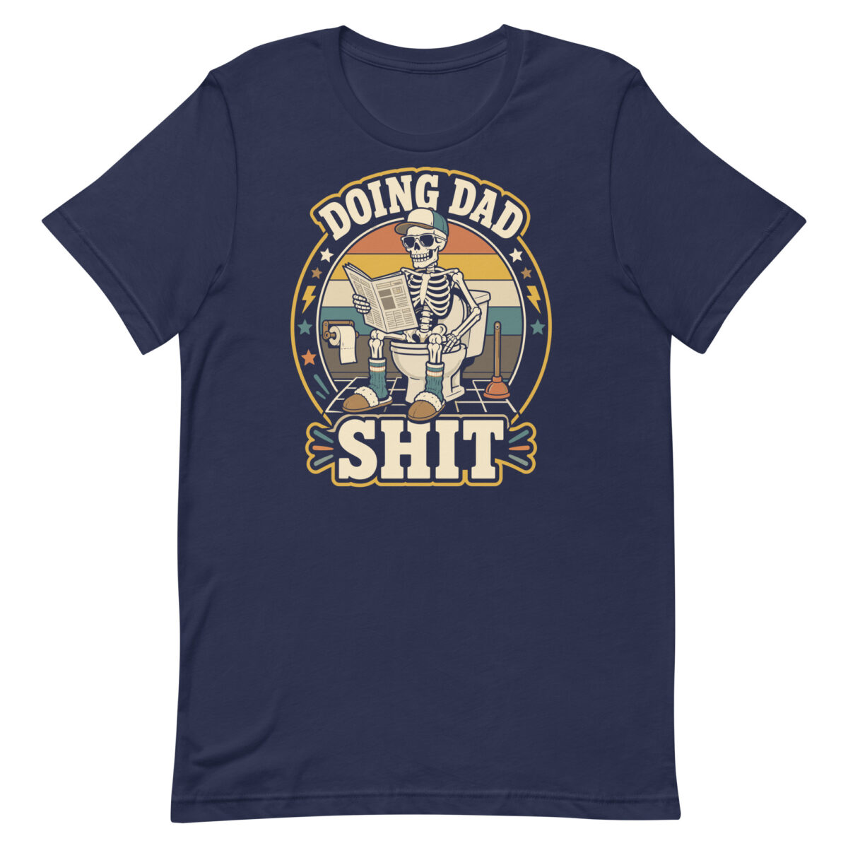 Funny skeleton dad toilet graphic T-shirt design