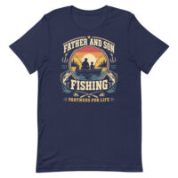 Father and son fishing sunset graphic T-shirt