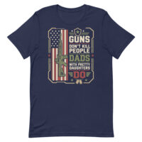 Patriotic T-shirt with rifle and bold slogan