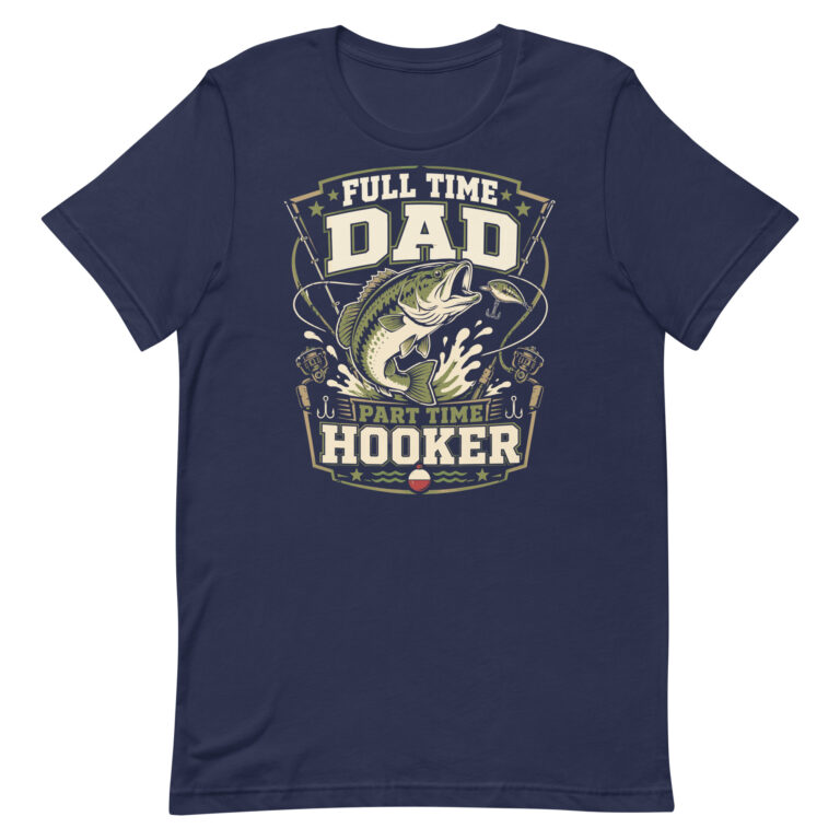 Navy T-shirt with fishing dad graphic design