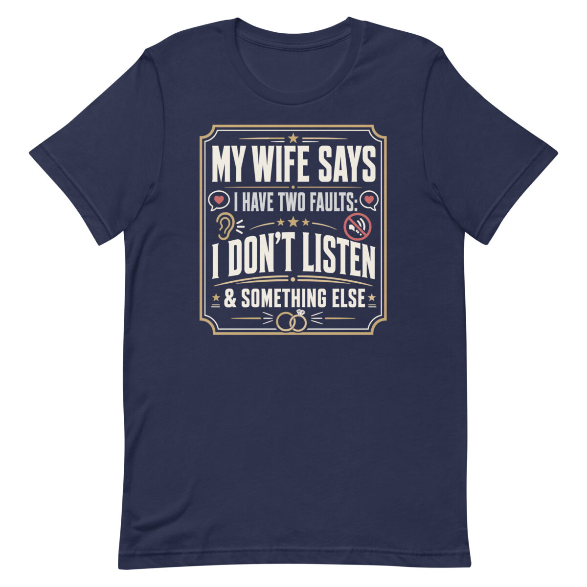 Navy T-shirt with funny marriage quote design