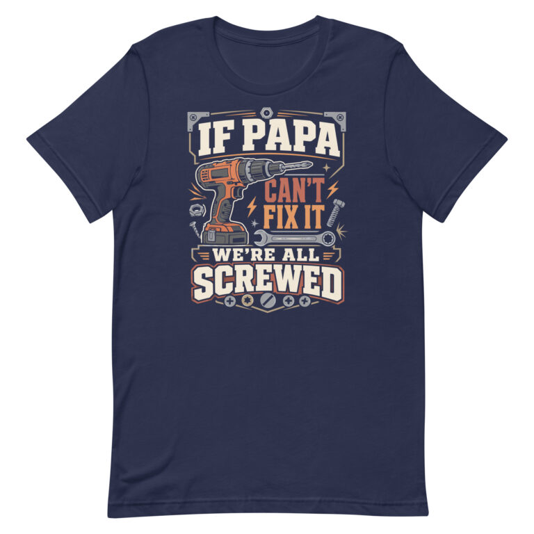 Navy T-shirt with drill and funny fix-it slogan