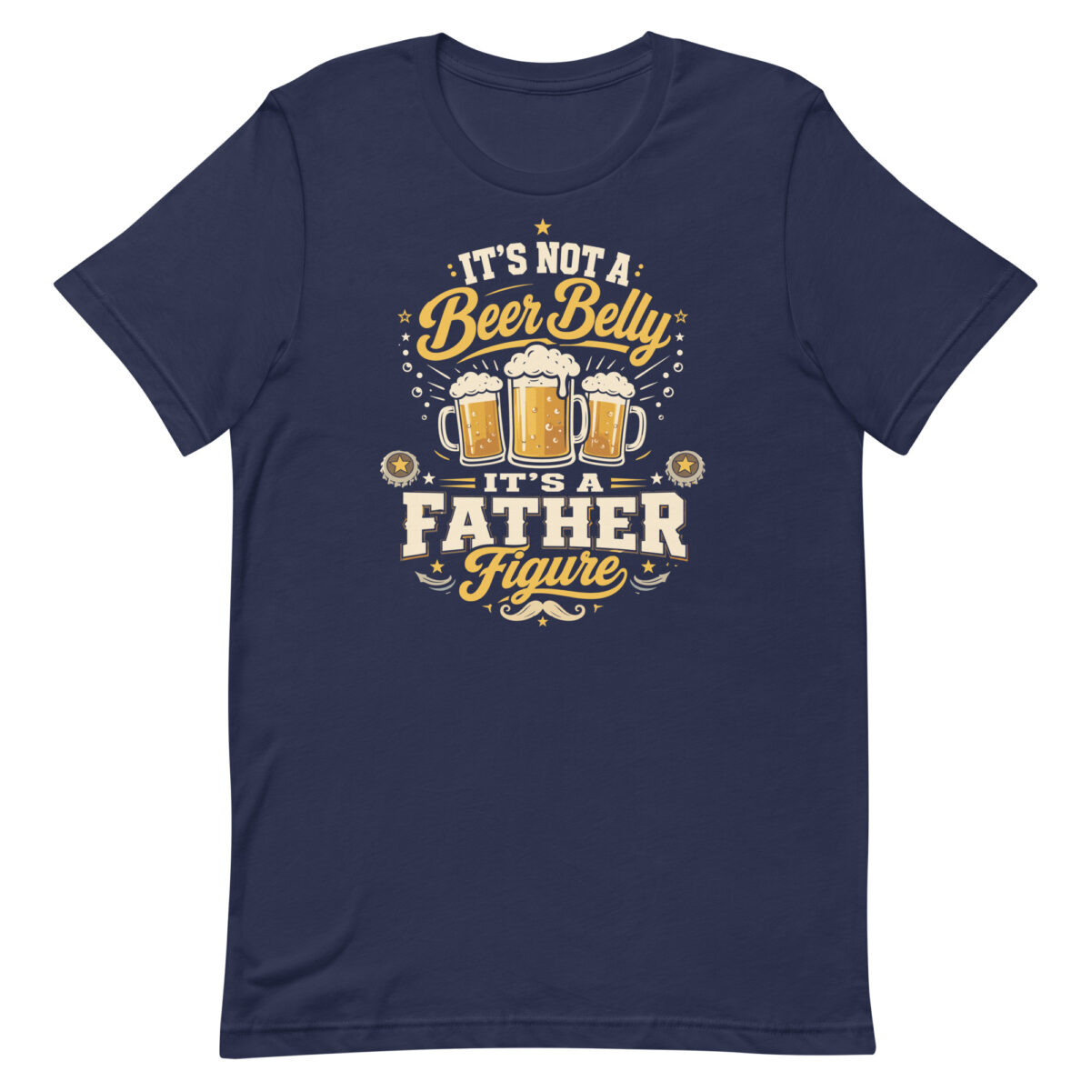 Navy T-shirt with beer belly father figure graphic