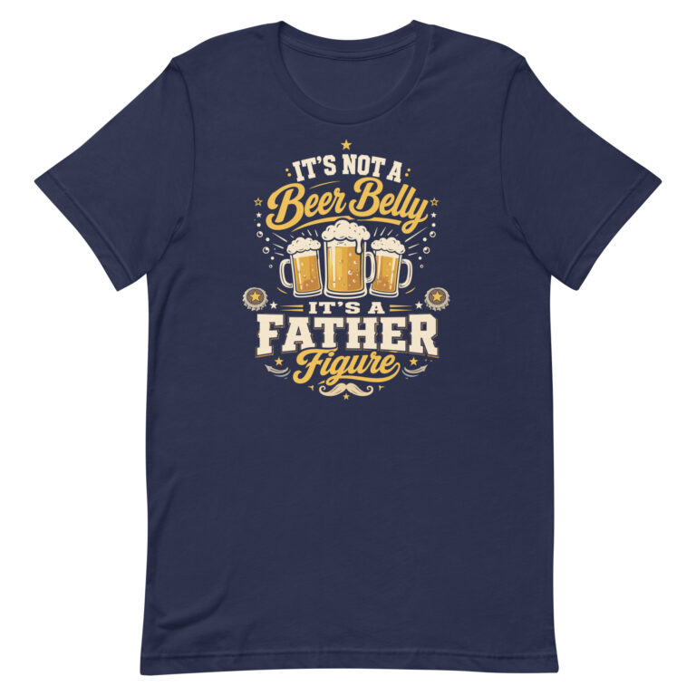 Navy T-shirt with beer belly father figure graphic