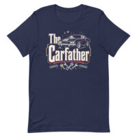 Navy T-shirt with The Carfather muscle car design